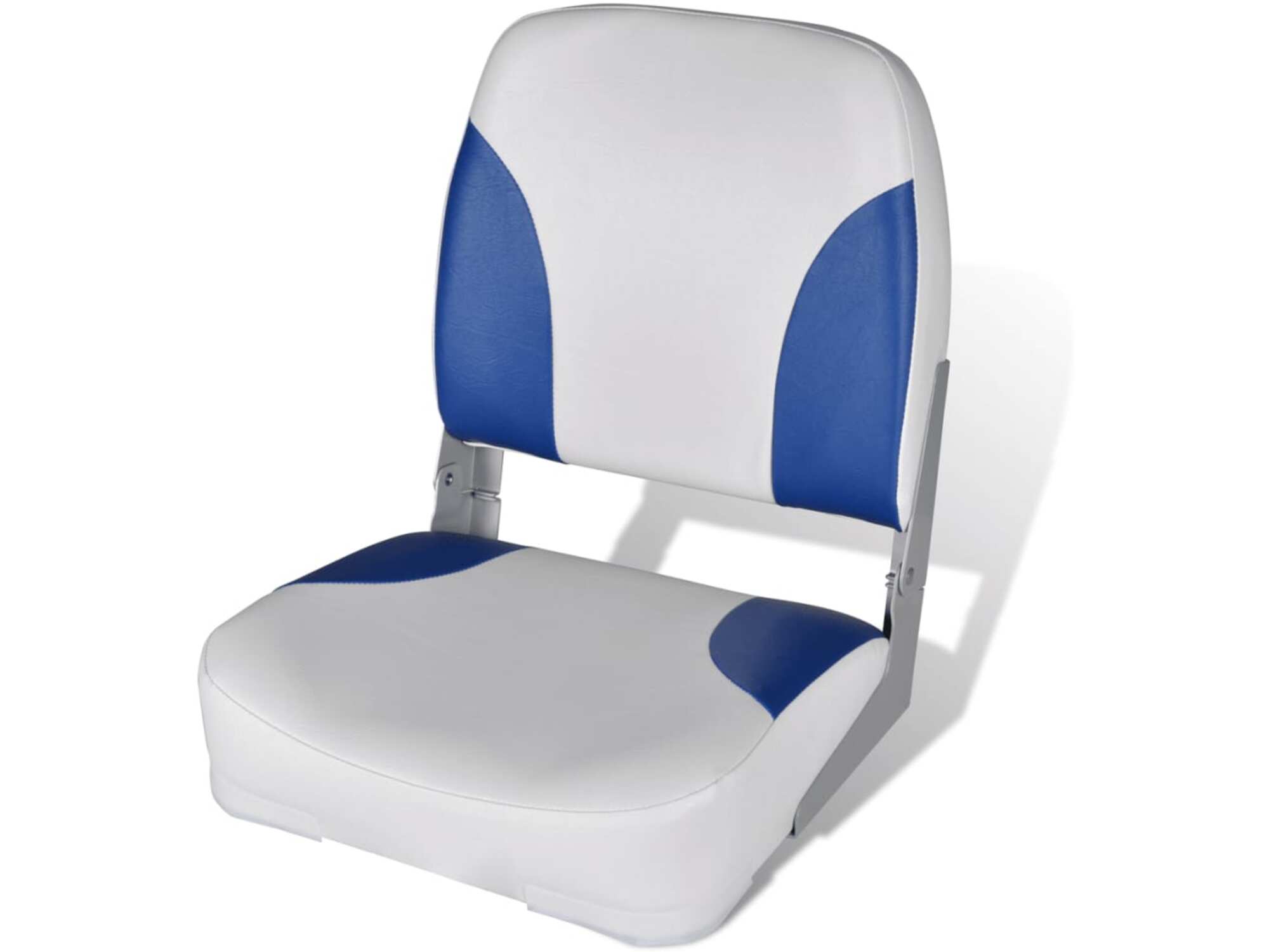VIDAXL Zložljiv Sedež za Čoln z Naslonjalom in Modro-Belo Blazino 41x36x48cm