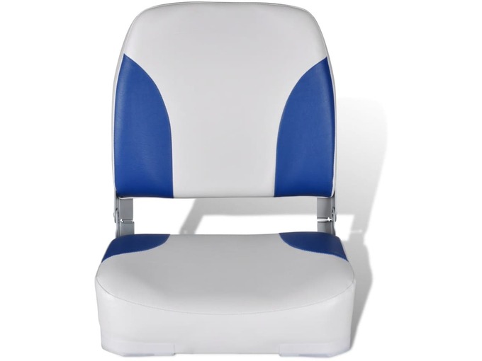 VIDAXL Zložljiv Sedež za Čoln z Naslonjalom in Modro-Belo Blazino 41x36x48cm