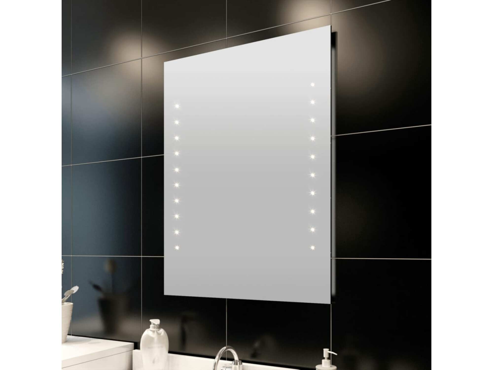 Stensko Kopalniško Ogledalo z LED Lučmi 60 x 80 cm