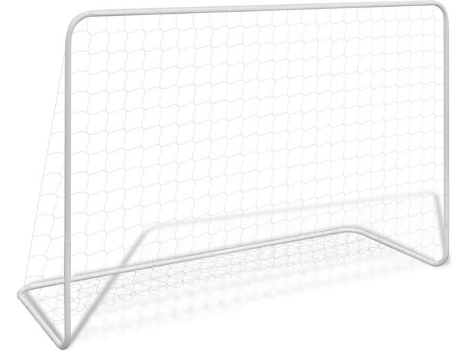VIDAXL Nogometni gol z mrežo jeklo 182x61x122 cm bel