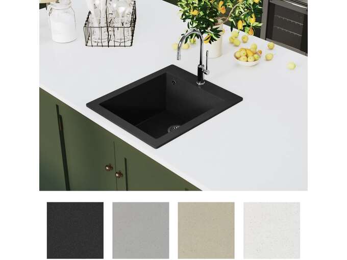 VIDAXL Vgradno kuhinjsko korito enojno granit črne barve