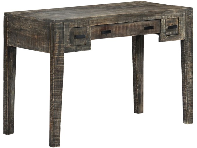 VIDAXL Pisalna miza črna 110x50x75 cm trden mangov les