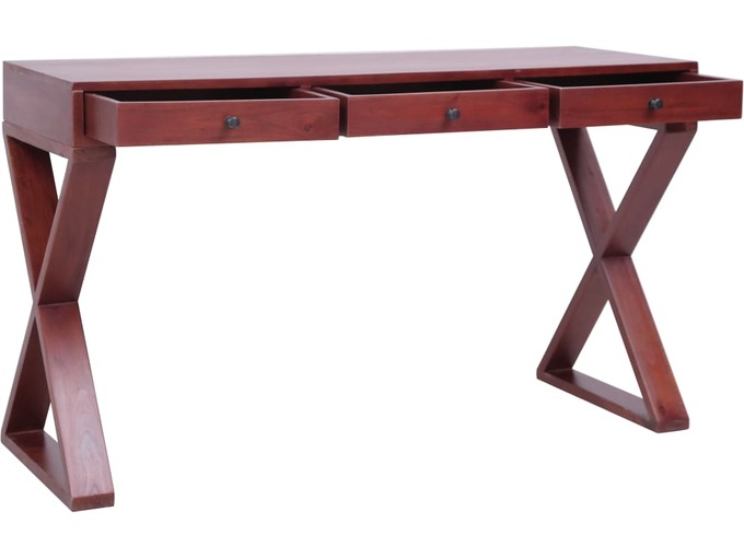 VIDAXL Računalniška miza rjava 132x47x77 cm trden mahagonij