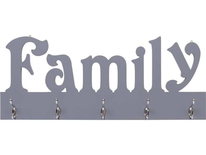 VIDAXL Stenski obešalnik za plašče FAMILY siv 74x29,5 cm
