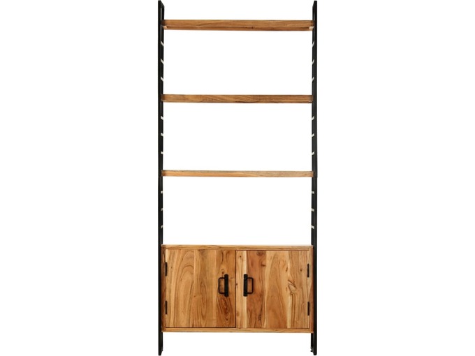 VIDAXL Knjižna omara 4-nadstropna 80x30x180 cm trden akacijev les