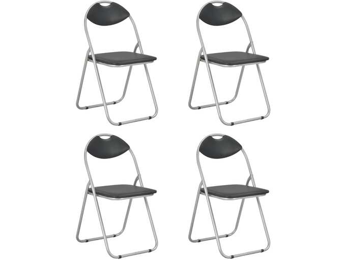 VIDAXL Zložljivi jedilni stoli 4 kosi črno umetno usnje
