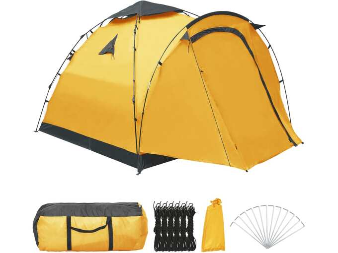 Den Pop up šotor za kampiranje za 3 osebe rumen