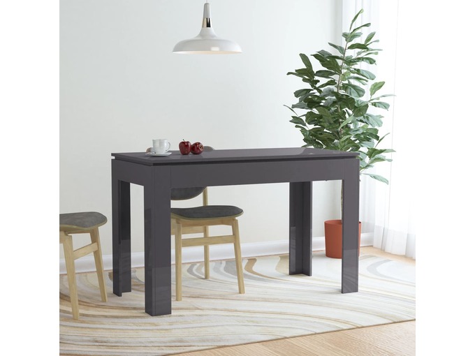 VIDAXL Jedilna miza visok sijaj siva 120x60x76 cm iverna plošča