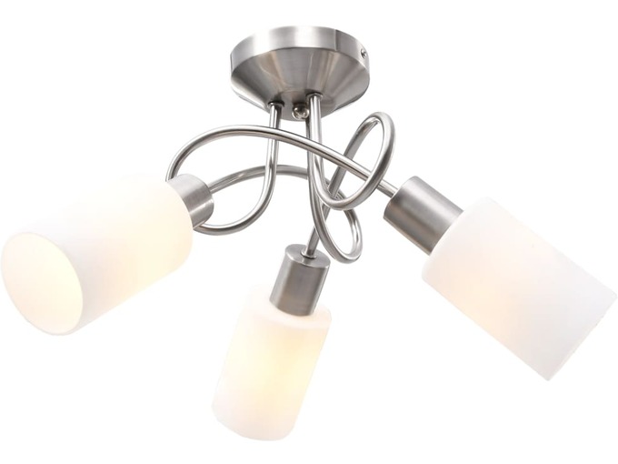 VIDAXL Stropna svetilka s keramičnimi senčniki za 3 E14 žarnice bela