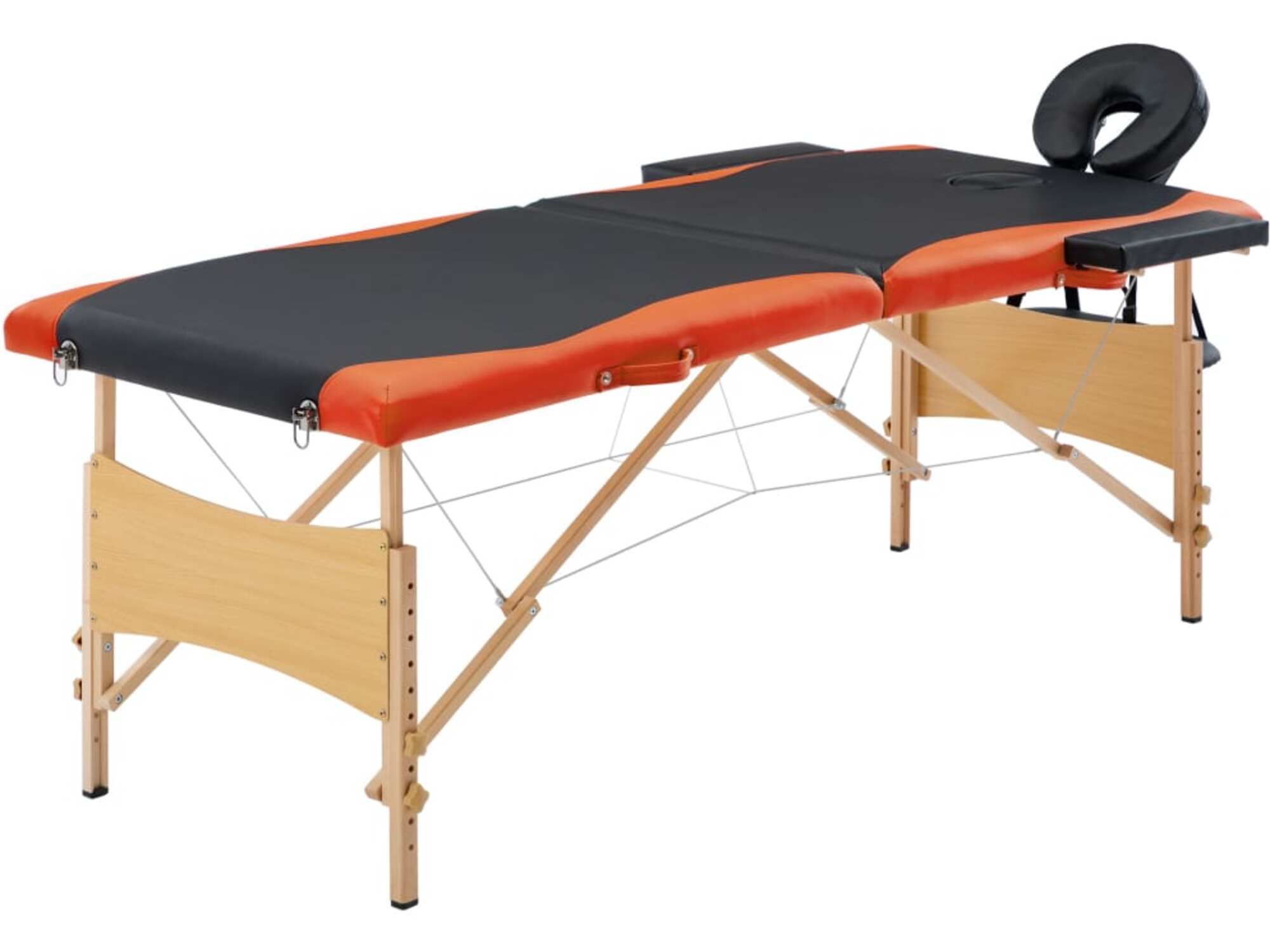 VIDAXL Zložljiva masažna miza 2-conska les črna in oranžna