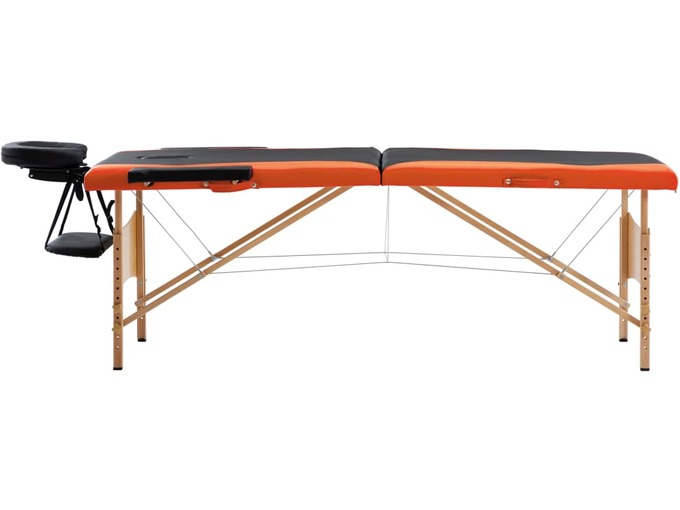 VIDAXL Zložljiva masažna miza 2-conska les črna in oranžna