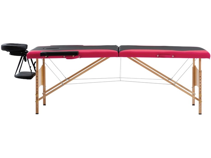 VIDAXL Zložljiva masažna miza 2-conska les črna in roza