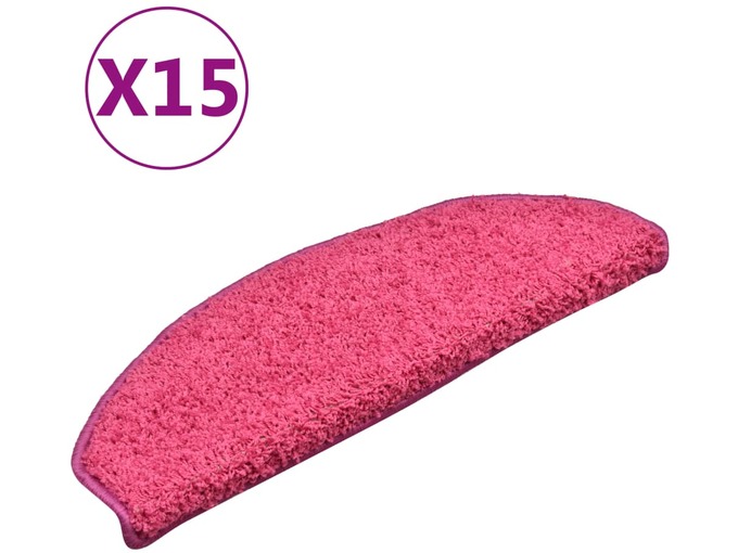 VIDAXL Preproge za stopnice 15 kosov roza 65x21x4 cm