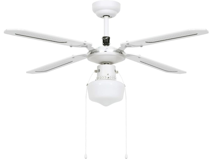 VIDAXL Stropni ventilator z lučjo 106 cm bel