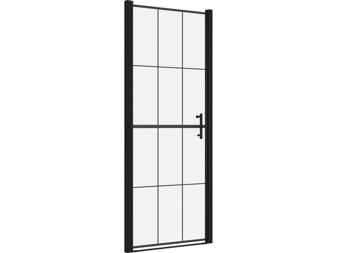 VIDAXL Vrata za tuš kaljeno steklo 81x195 cm črna