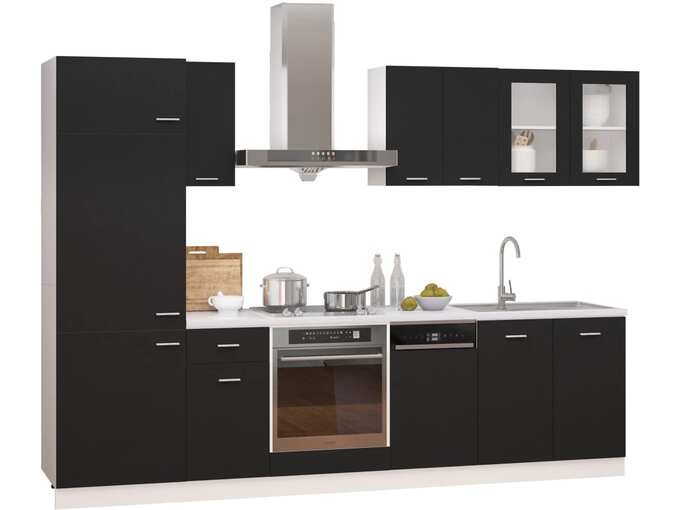 VIDAXL Komplet kuhinjskih omaric 8-delni črn iverna plošča