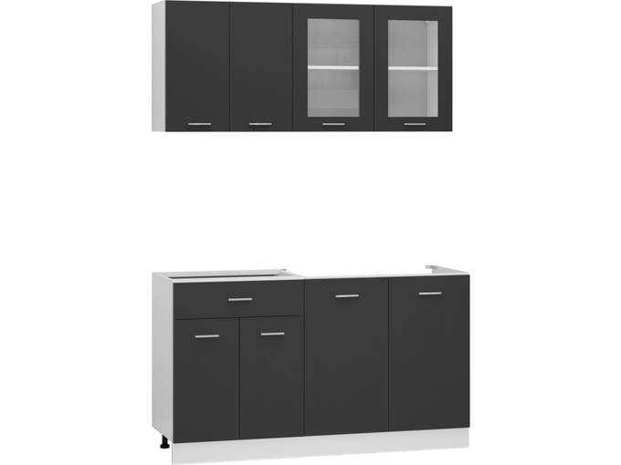 VIDAXL Komplet kuhinjskih omaric 4-delni siv iverna plošča
