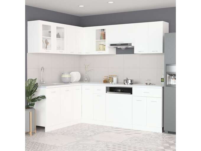 VIDAXL Komplet kuhinjskih omaric 11-delni bel iverna plošča
