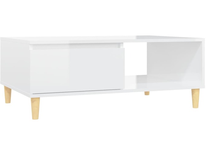 VIDAXL Klubska mizica visok sijaj bela 90x60x35 cm iverna plošča