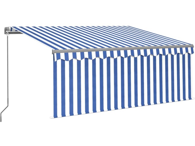 VIDAXL Ročno zložljiva tenda s senčilom LED 3x2,5 m modra in bela