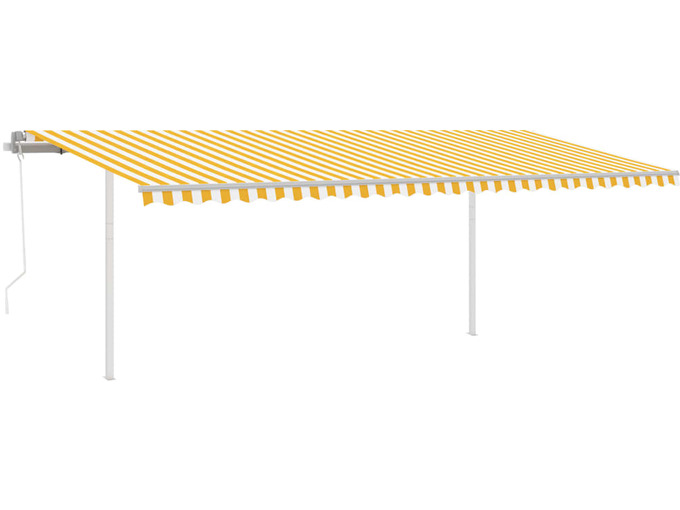VIDAXL Avtomatska tenda LED + senzor 6x3 m rumena in bela