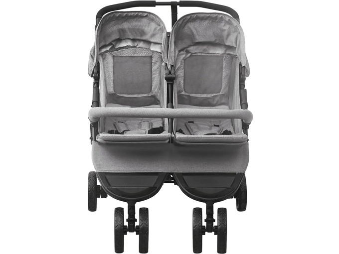 VIDAXL Otroški voziček za dvojčke svetlo siv jeklen