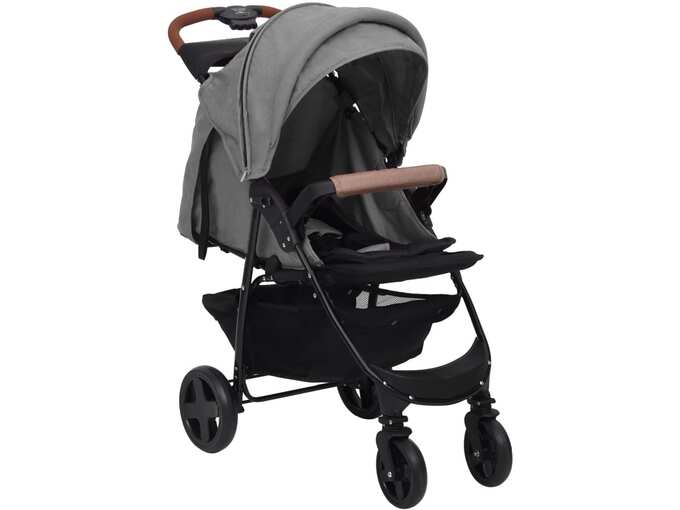 VIDAXL Otroški voziček 3 v 1 svetlo siv jeklen
