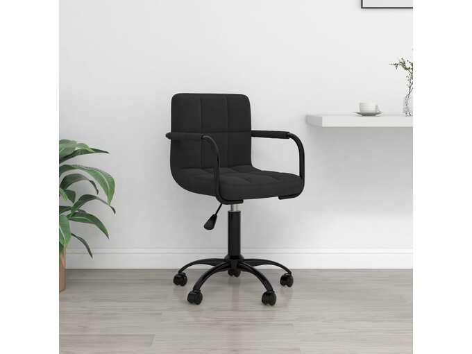 VIDAXL Vrtljiv pisarniški stol črn žamet
