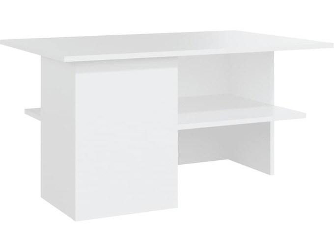 VIDAXL Klubska mizica bela 90x60x46,5 cm iverna plošča