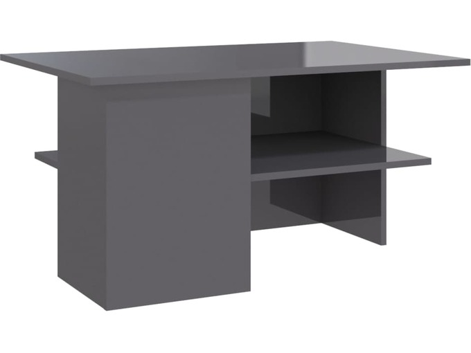 VIDAXL Klubska mizica visok sijaj siva 90x60x46,5 cm iverna plošča