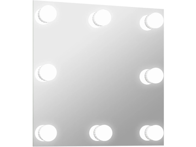 VIDAXL Stensko ogledalo z LED lučkami kvadratno steklo