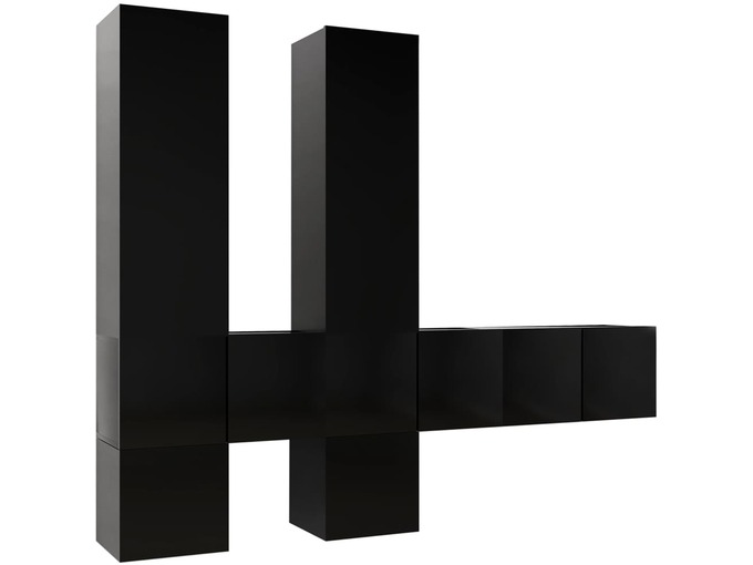 VIDAXL Komplet TV omaric 7-delni črna iverna plošča
