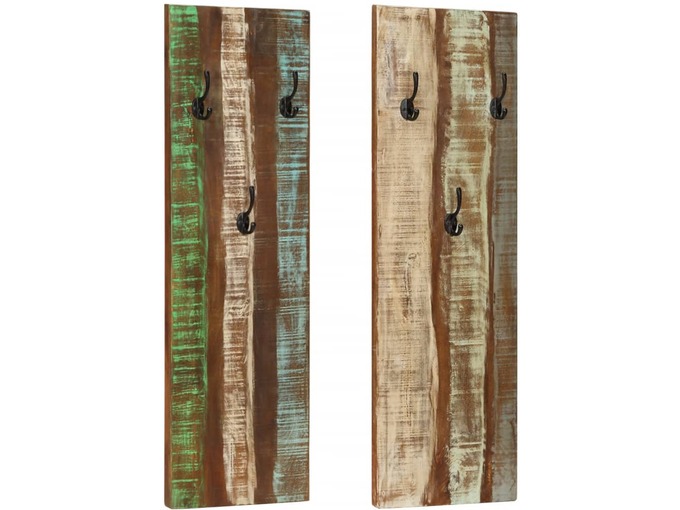 VIDAXL Stensko obešalo za plašče 2 kosa 36x3x110 cm trden predelan les