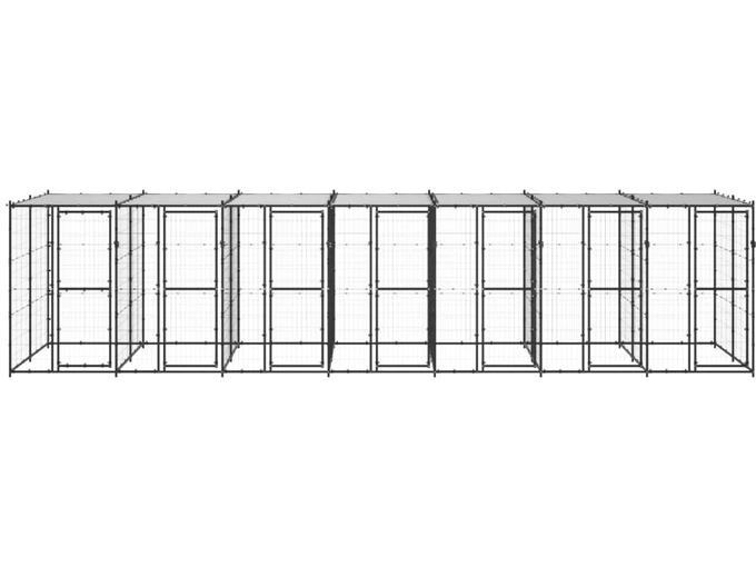 VIDAXL Zunanji pasji boks jeklo s streho 16,94 m²