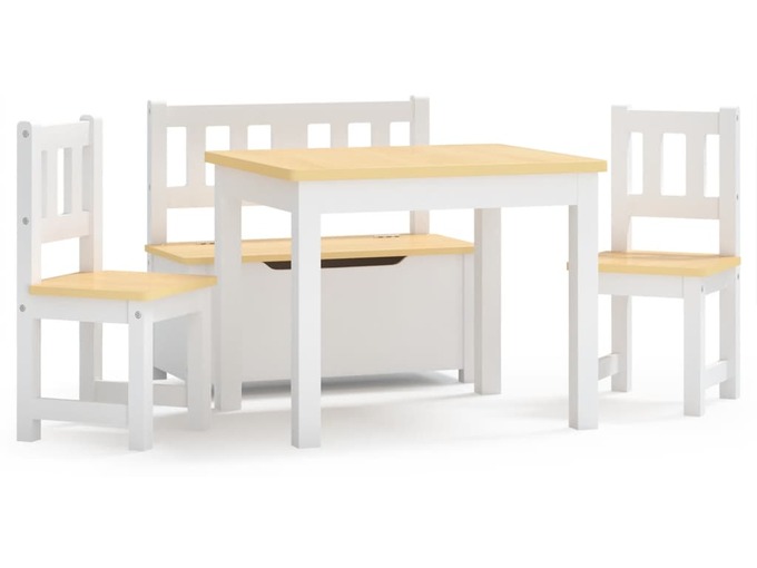 VIDAXL 4-delni komplet otroške mize in stolov bel in bež MDF