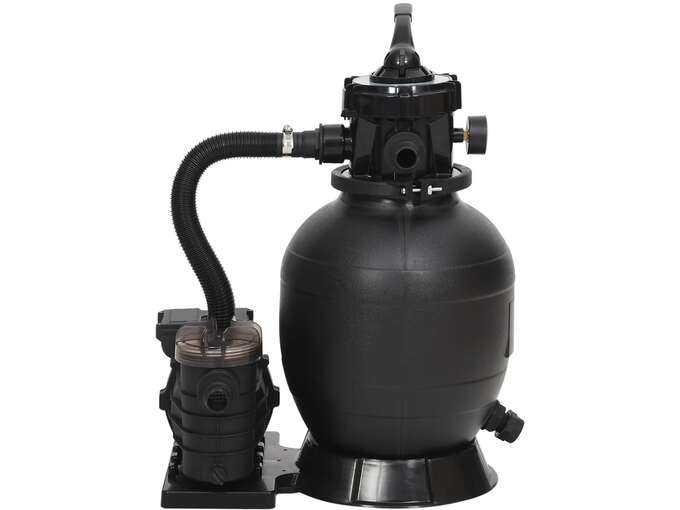 VIDAXL Peščeni filter za bazene s predfiltrom črn