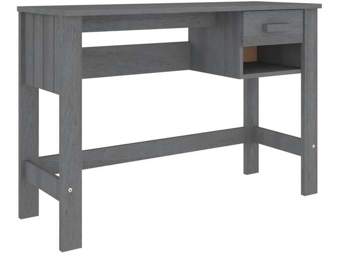 VIDAXL Pisalna miza temno siva 110x40x75 cm trdna borovina