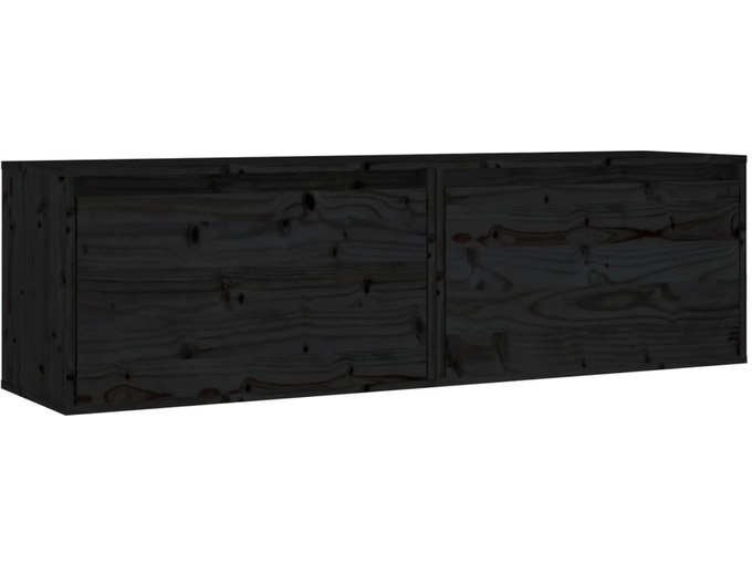VIDAXL Stenska omarica 2 kosa črna 60x30x35 cm trdna borovina