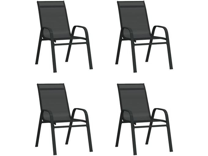 VIDAXL Vrtni stoli 4 kosi črn tekstil
