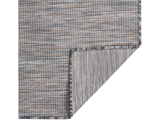 VIDAXL Zunanja preproga ploščato tkanje 120x170 cm rjava in črna