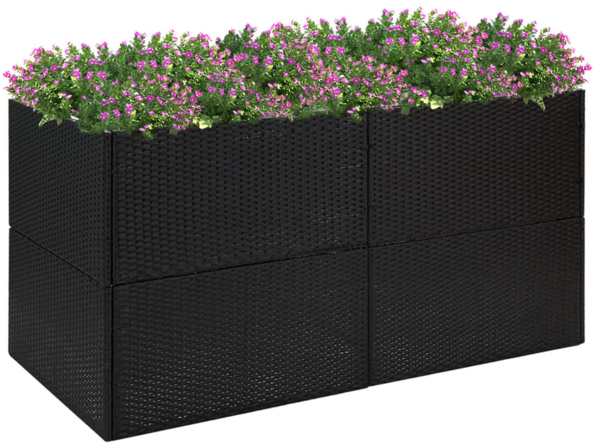 VIDAXL Vrtno cvetlično korito črno 157x80x80 cm poli ratan