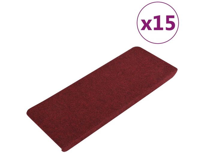 VIDAXL Samolepilne preproge za stopnice 15 kosov 65x24,5x3,5 cm rdeče