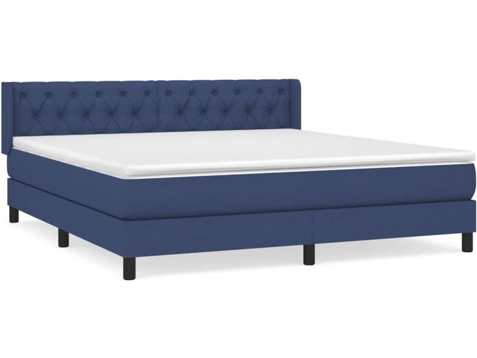 VIDAXL Box spring postelja z vzmetnico modra 160x200 cm blago