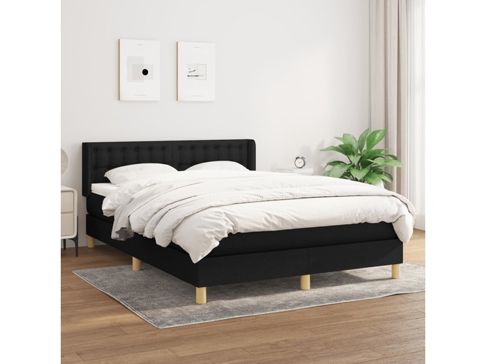 VIDAXL Box spring posteljni z vzmetnico črn 140x190 cm blago