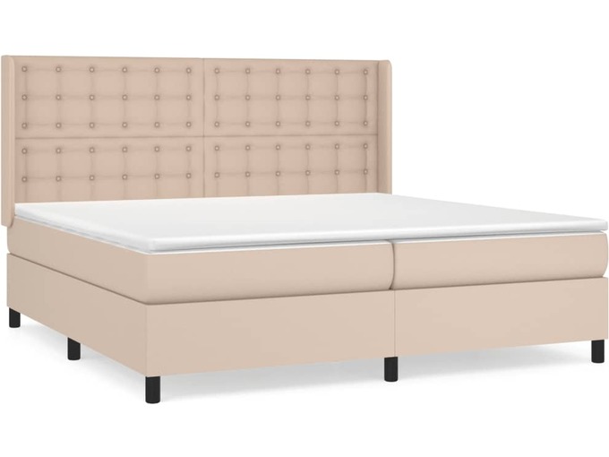VIDAXL Box spring postelja z vzmetnico kapučino 200x200 cm um. usnje