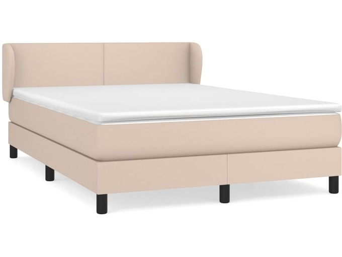 VIDAXL Box spring postelja z vzmetnico kapučino 140x200cm umetno usnje