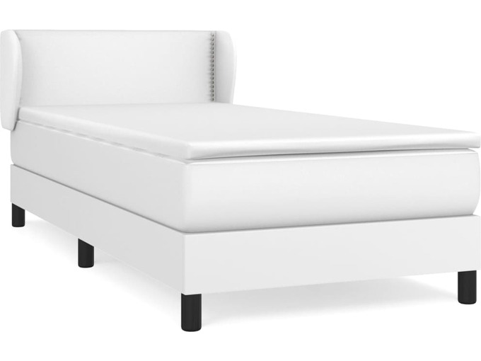 VIDAXL Box spring postelja z vzmetnico bel 90x190 cm umetno usnje