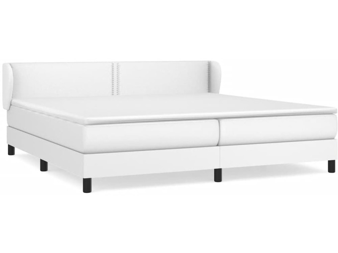 VIDAXL Box spring postelja z vzmetnico bela 200x200 cm umetno usnje