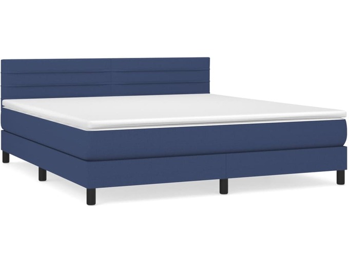 VIDAXL Box spring postelja z vzmetnico modra 160x200 cm blago