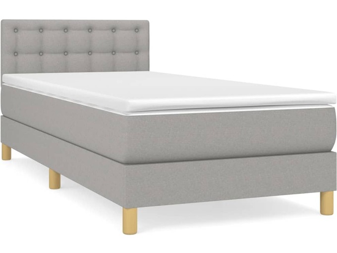 VIDAXL Box spring postelja z vzmetnico svetlo siva 90x190 cm blago